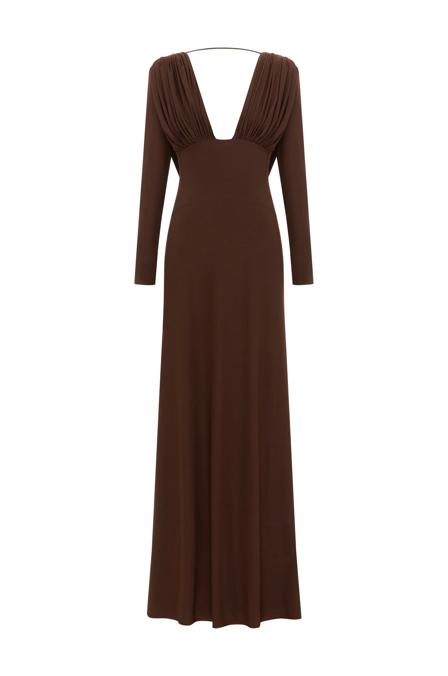 Plunging V-Neck Ruched Backless Dress