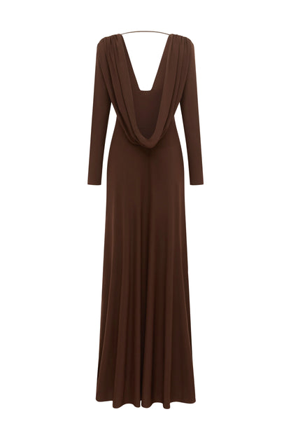 Plunging V-Neck Ruched Backless Dress