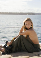 Sleeveless Halter Backless Draped Dress