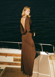 Plunging V-Neck Ruched Backless Dress