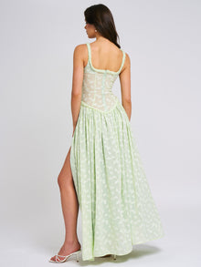 Ulissa Square Neck Jacquard Textured High Slit Maxi Dress