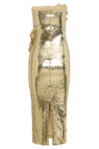 Cassia Strapless Sequin Rose Midi Dress