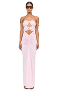 Strapless Front-Knot Cutout Ruched Maxi Dress
