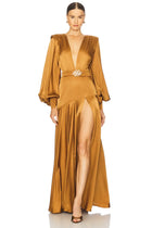 High Neck Split Maxi Evening Dress