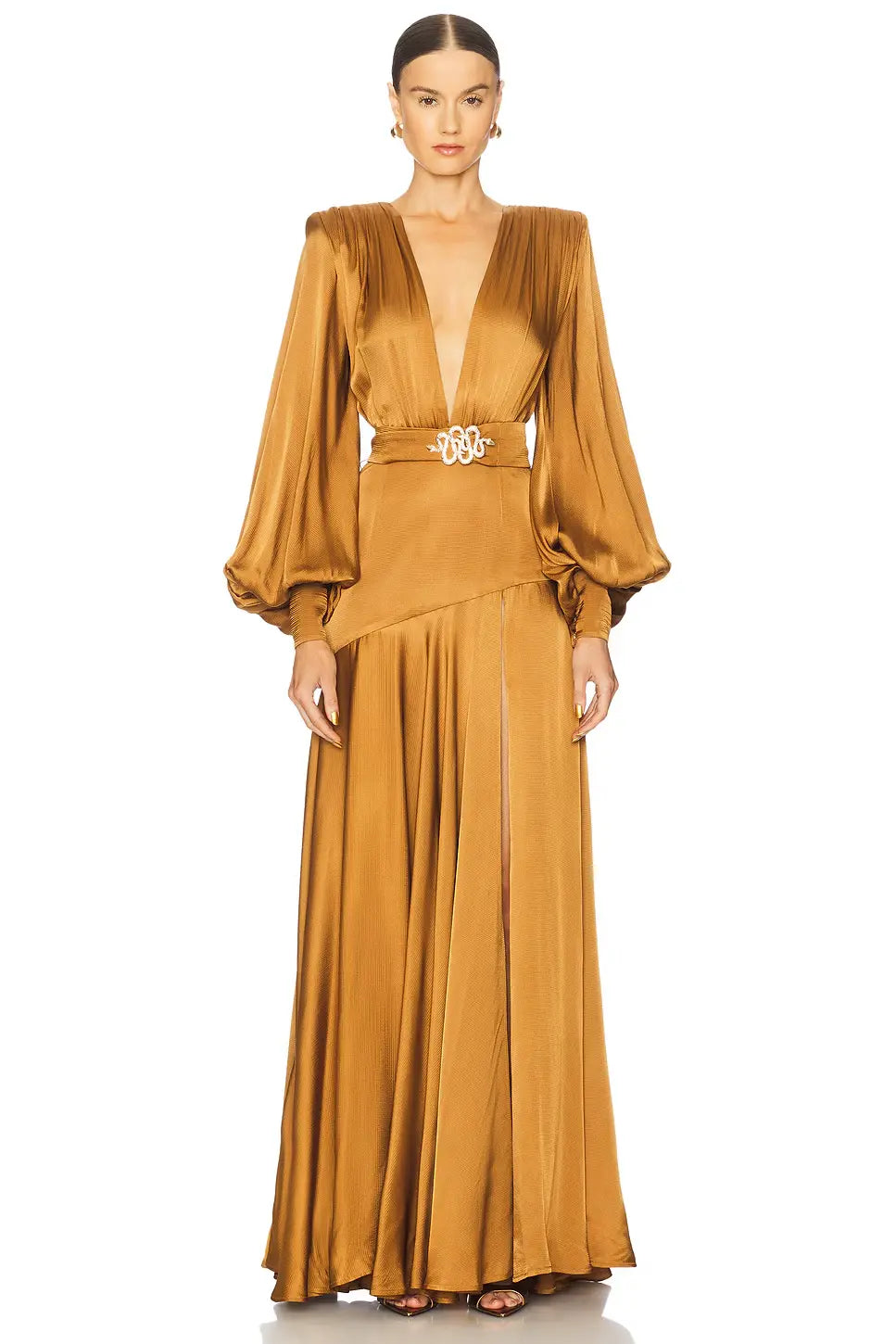 High Neck Split Maxi Evening Dress