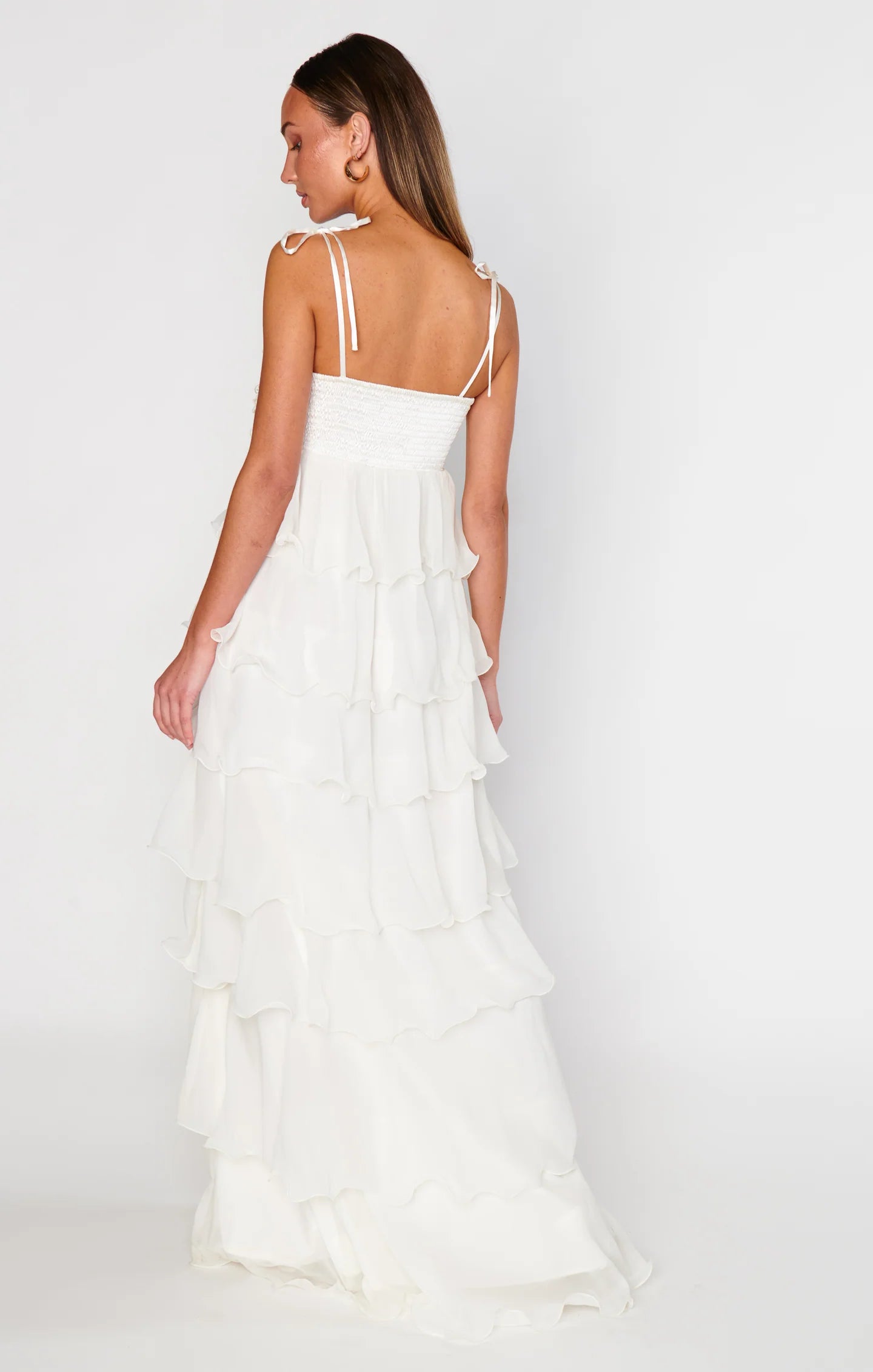 Spaghetti Strap 3D Floral Tiered Dress