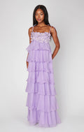 Spaghetti Strap 3D Floral Tiered Dress