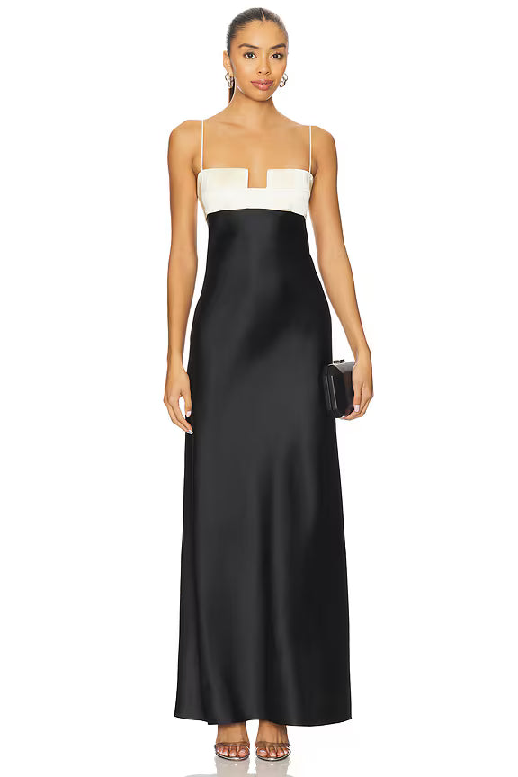 Spaghetti Strap Deconstructed Bust Splicing Back Cutout Dress