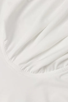 Boat-Neck Draped Open-Back Long-Sleeve Dress