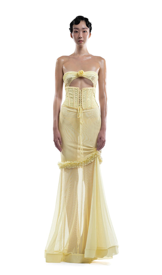 Bandeau Bra Hollow Out Maxi Dress