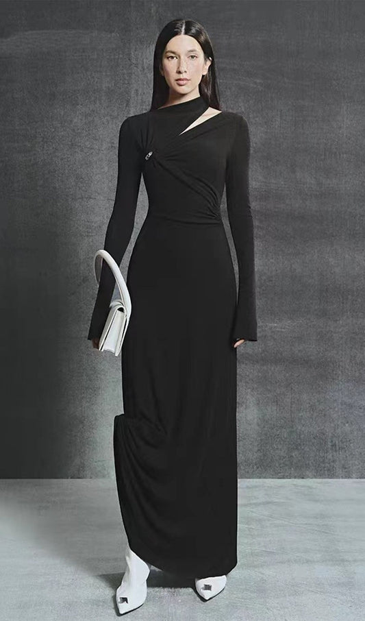 Hollow Out Metallic Decor Maxi Dress