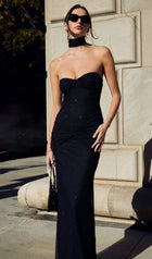 Strapless Twist Shimmery Knit Dress