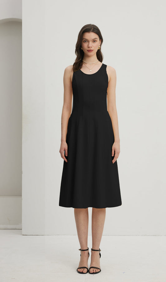 Pleated Split Midi Dress
