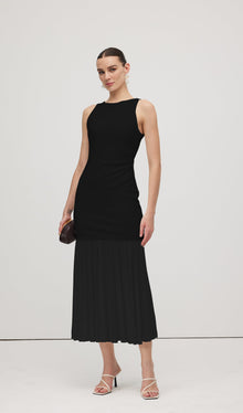 Sheer Overlay Midi Dress