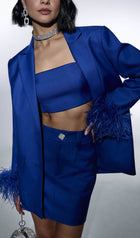 Single Breasted Buttons And Feathers Jacket