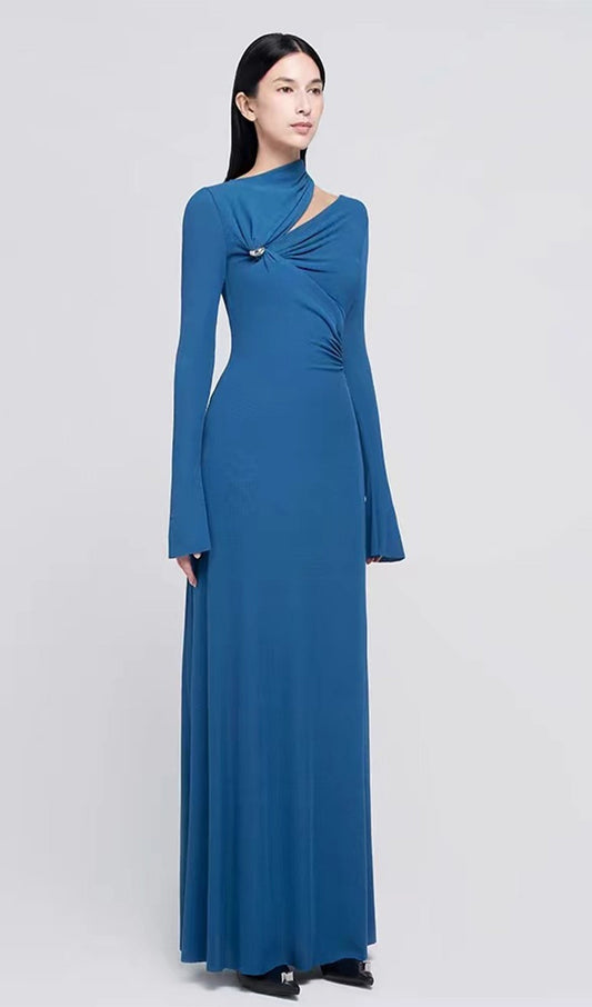 Hollow Out Metallic Decor Maxi Dress