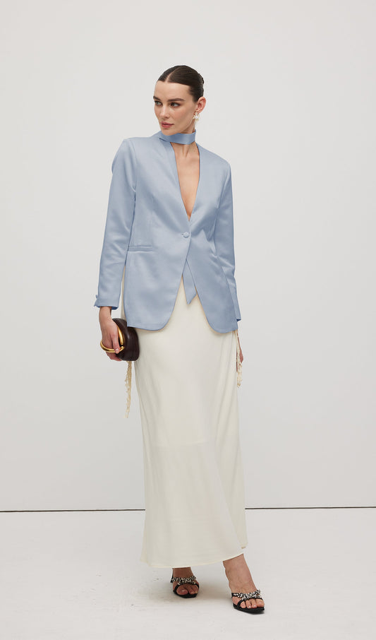 Satin V Neck Blazer