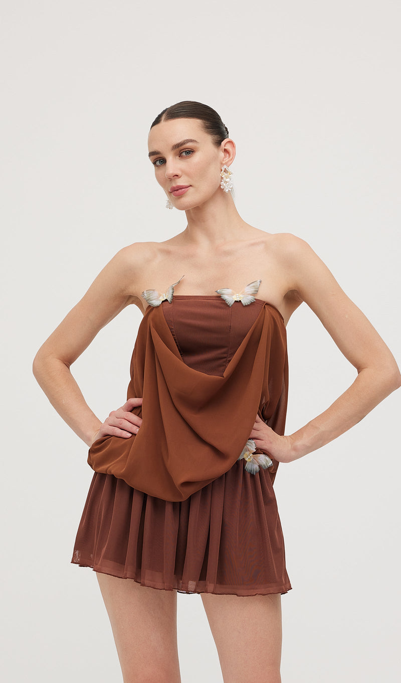 Butterfly Bandeau Wrap Mini Dress