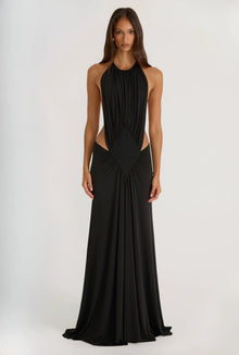Crew-Neck Halter-Tie Backless Resort Dress