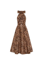 Halter Tie-Back Leopard A-Line Backless Bow-Detail Dress