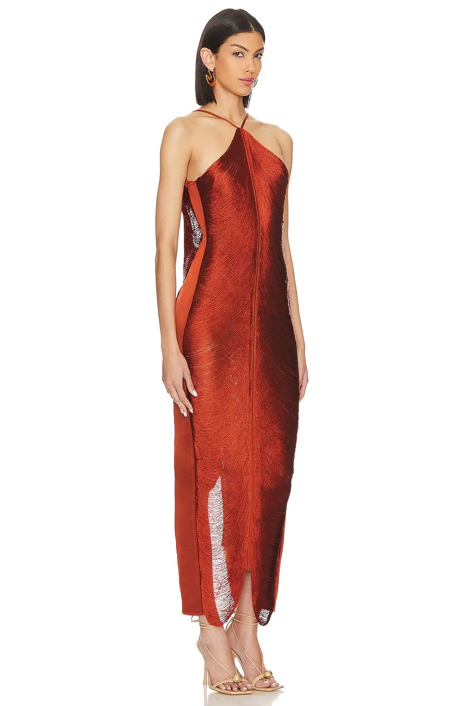 Halter Neck Metallic Fringe Dress