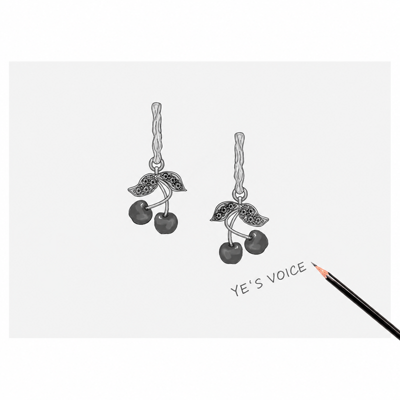 Sweet Cherry 925 Sterling Silver Drop Earrings