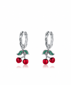 Sweet Cherry 925 Sterling Silver Drop Earrings