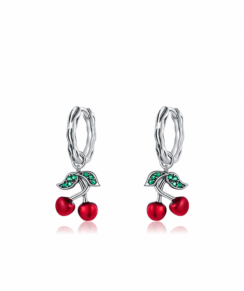 Sweet Cherry 925 Sterling Silver Drop Earrings