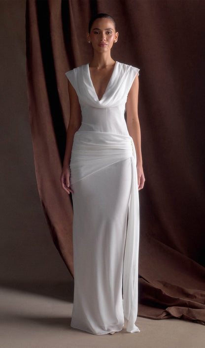 Chiffon Draped Maxi Dress