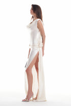 Backless Satin Floral Waist Dress