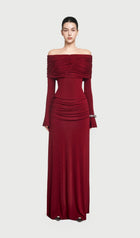 Jersey Draped Off-shoulder Maxi Dress