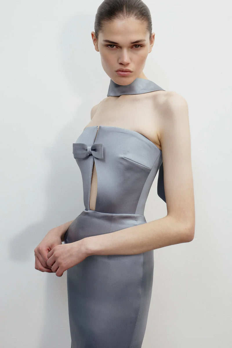 Bust Bow Cut-Out Strapless Dress