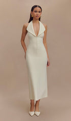 Crepe Halter Midi Dress