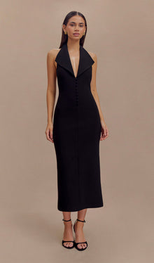 Crepe Halter Midi Dress
