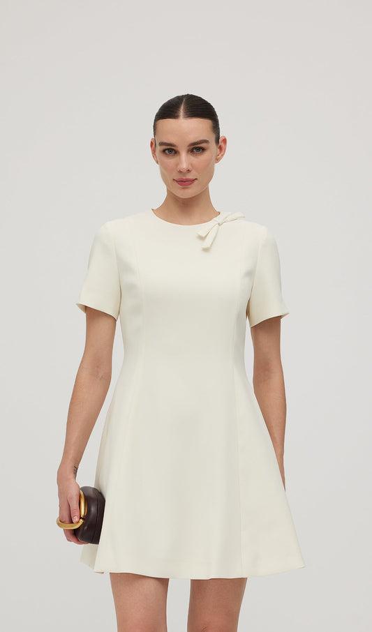 Crepe With Bow Detail Mini Dress