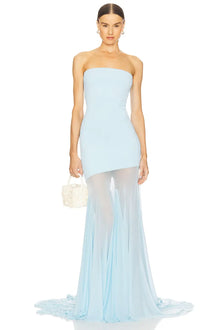 Strapless Bodycon Mesh Paneling Maxi Dres – Elegant Party & Evening Wear