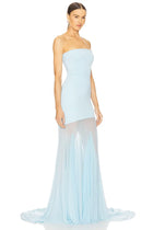 Strapless Bodycon Mesh Paneling Maxi Dres – Elegant Party & Evening Wear