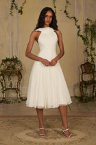 Scarf-Style Sleeveless Backless Spaghetti Strap Chiffon-Panel Dress