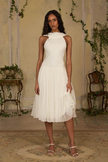 Scarf-Style Sleeveless Backless Spaghetti Strap Chiffon-Panel Dress