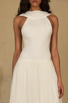 Scarf-Style Sleeveless Backless Spaghetti Strap Chiffon-Panel Dress
