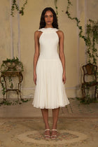 Scarf-Style Sleeveless Backless Spaghetti Strap Chiffon-Panel Dress