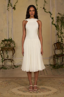 Scarf-Style Sleeveless Backless Spaghetti Strap Chiffon-Panel Dress