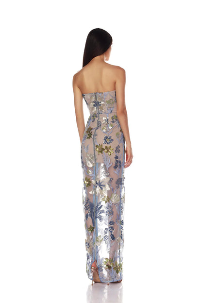 Dahlia Baby Blue Multi Maxi Dress