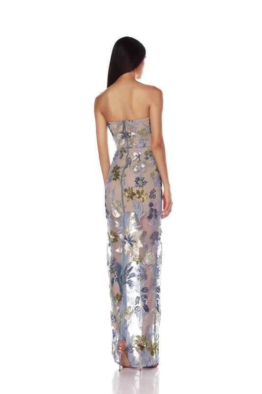 Dahlia Baby Blue Multi Maxi Dress