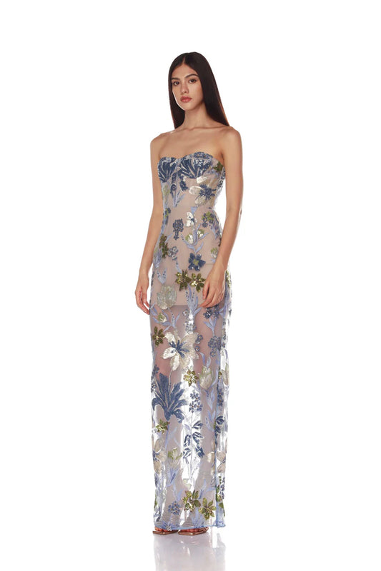 Dahlia Baby Blue Multi Maxi Dress