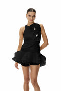 Sleeveless Cutout Mini Dress with 3D Floral Appliqué