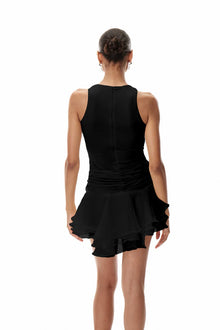 Sleeveless Cutout Mini Dress with 3D Floral Appliqué