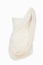 One-Shoulder Bandeau-Style Ruched Mini White Evening Dress