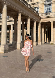 Strapless 3D Flower Mini Dress