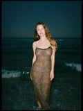 Spaghetti Strap Printed Mesh Dress
